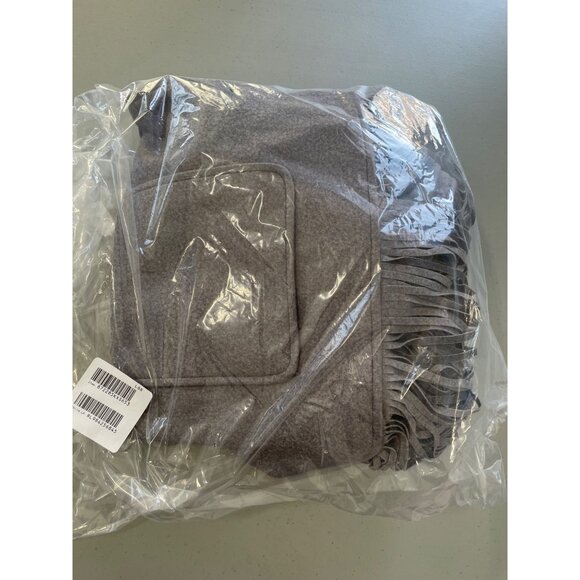 TWRHLL by Christie Brinkley Brushed Faux Melton Jacket Size 1XP Fringe Trim Gray - Picture 2 of 6